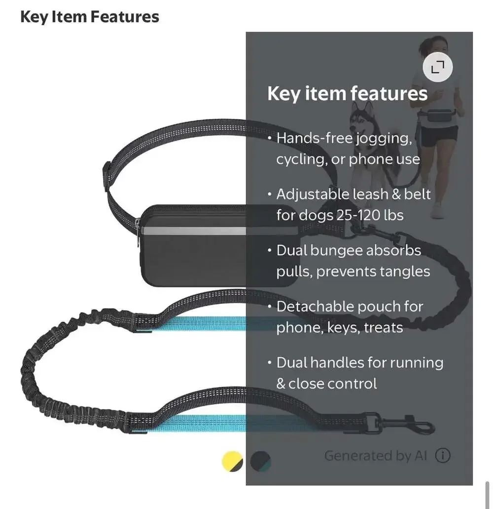 Hands-Free Dog Leash with Waist Pouch and Dual Bungee Handles